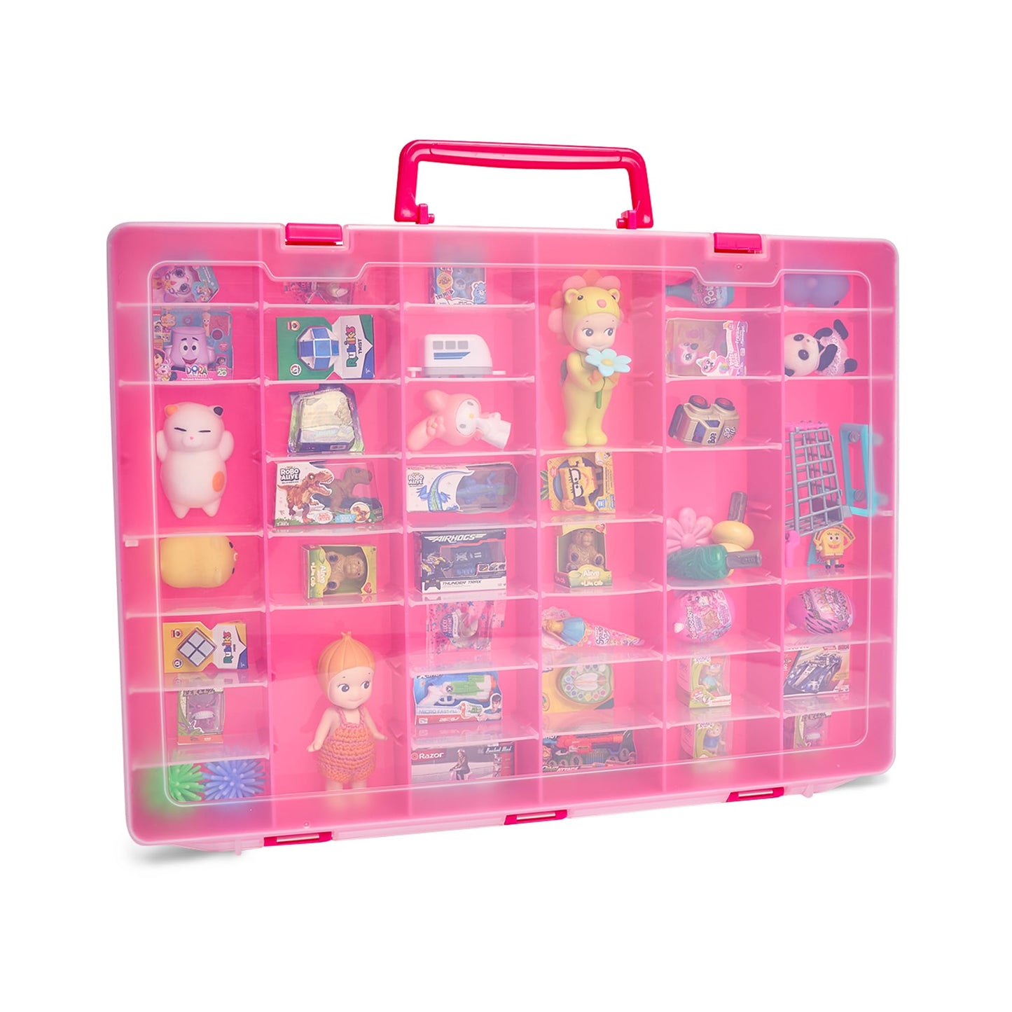 Plastic Toy Storage Case for Mini Toys, Collectibles, Small Candy, Shopkins, Hot Wheels Cars, LOL Surprise Dolls, Matchbox Cars, Adjustable Compartments, Adult Collectors