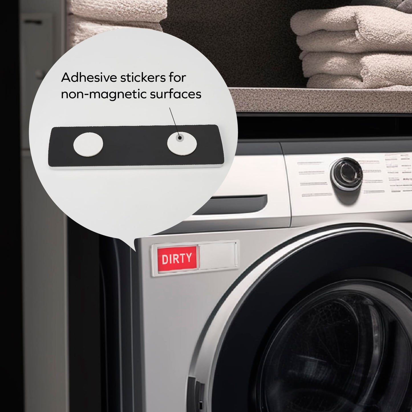 Dishwasher Magnet Clean Dirty Sign – Non-Scratch Strong Magnet or 3M Adhesive, Washer Dryer Clean Dirty Indicator for Dishes Clean Dirty Magnet for Dishwasher