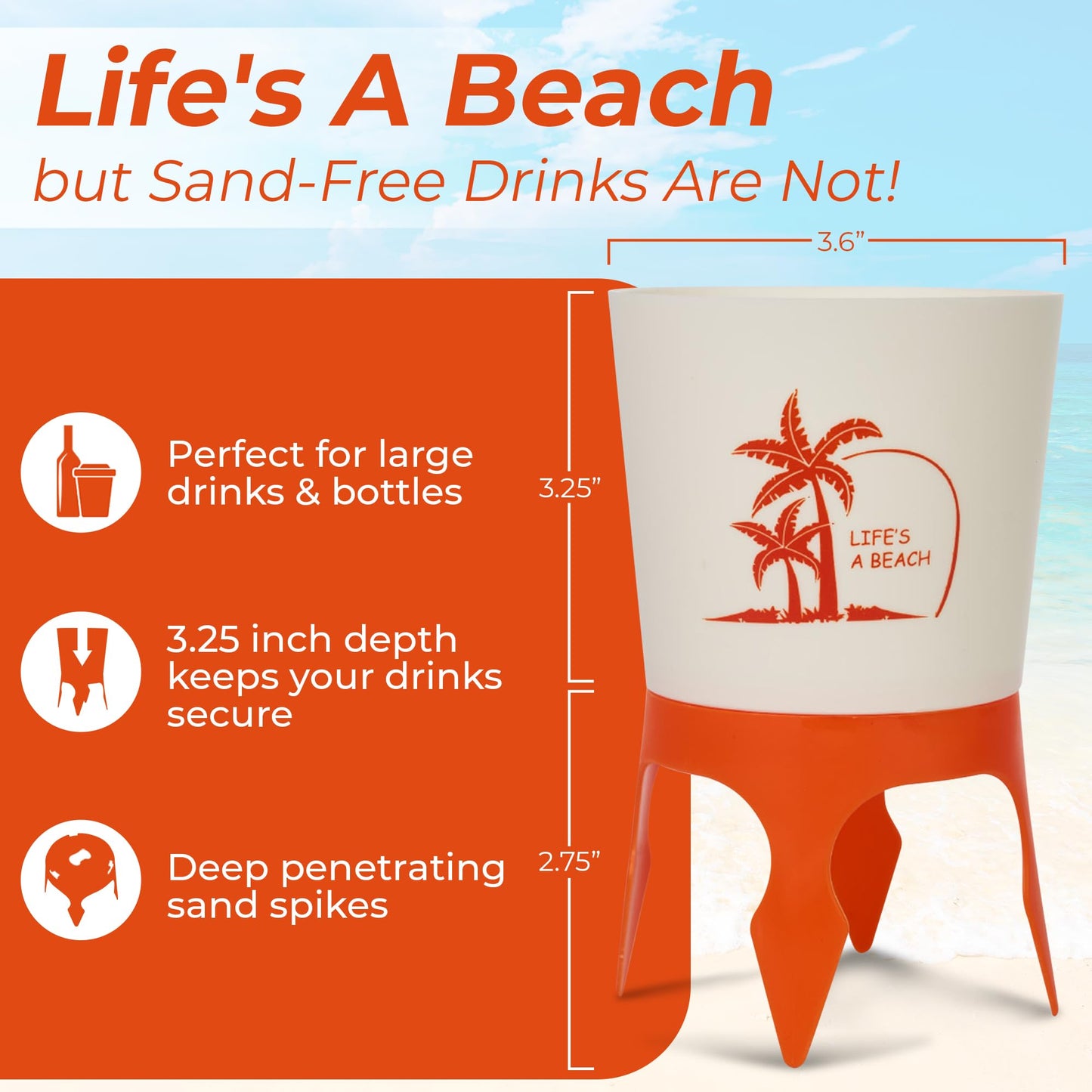 Beach Bottle Opener Sand Drink Holder, 4-Pack Beach Drink Holder