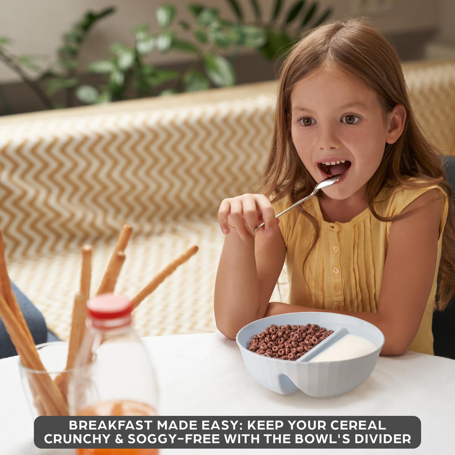 Anti-Soggy Cereal Bowls with Divider, BPA-Free