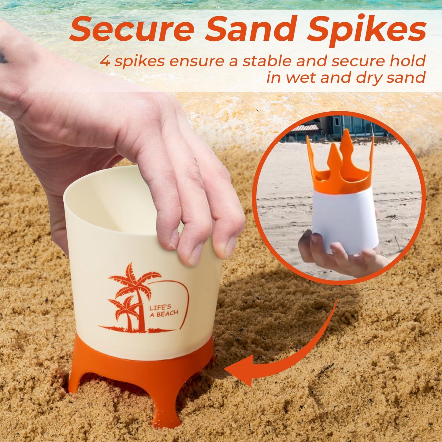 Beach Bottle Opener Sand Drink Holder, 4-Pack Beach Drink Holder