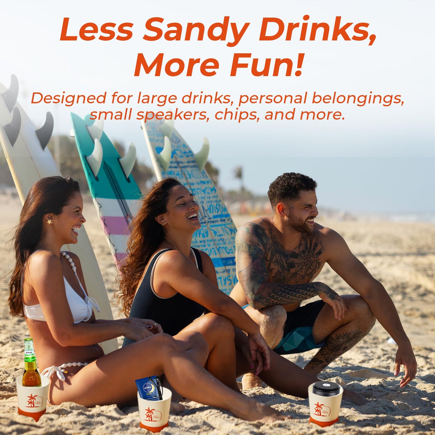 Beach Bottle Opener Sand Drink Holder, 4-Pack Beach Drink Holder